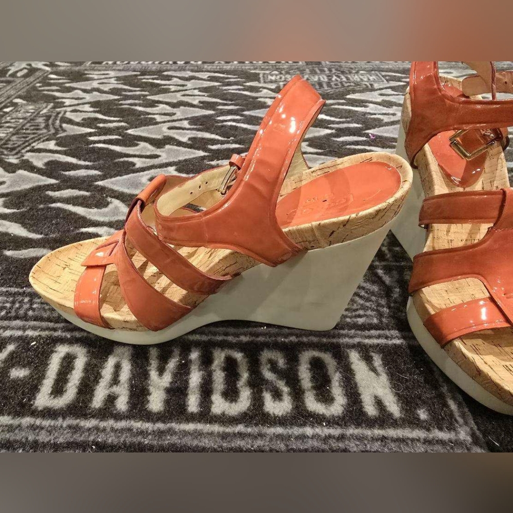 Women's COACH Orange Wedge Sandals
